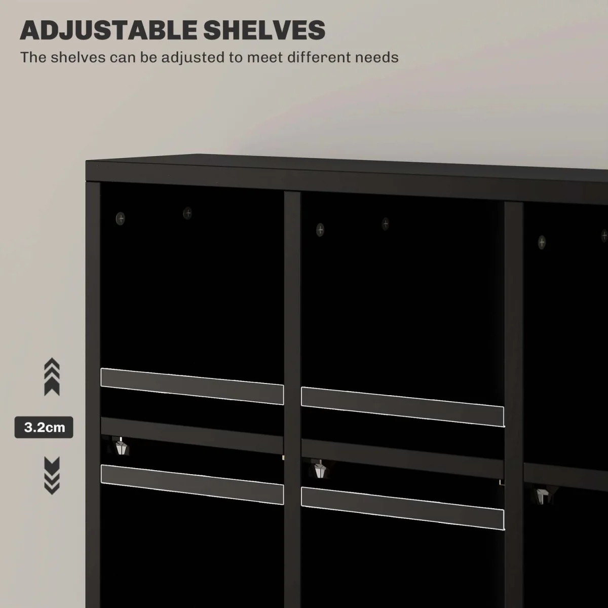 Dicoyo Wood Black CD Storage Cabinet with Adjustable Shelves 89 x 130.5 cm – image 5