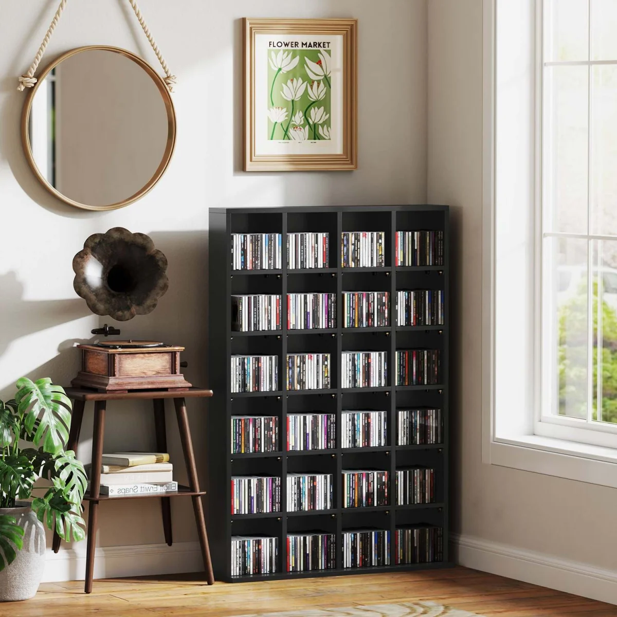 Dicoyo Wood Black CD Storage Cabinet with Adjustable Shelves 89 x 130.5 cm – image 7