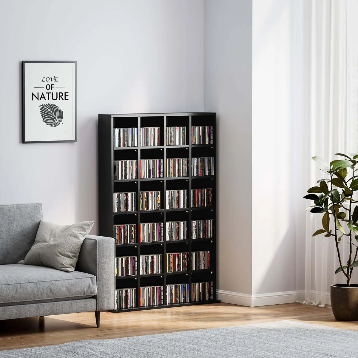 Dicoyo Wood Black CD Storage Cabinet with Adjustable Shelves 89 x 130.5 cm – image 8