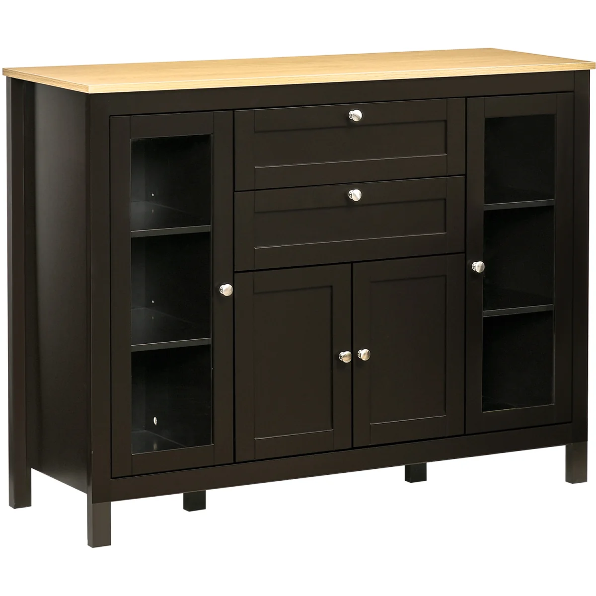HOMCOM Modern Storage Cabinet with 4 Doors and 2 Drawers - Black Brown – image 10