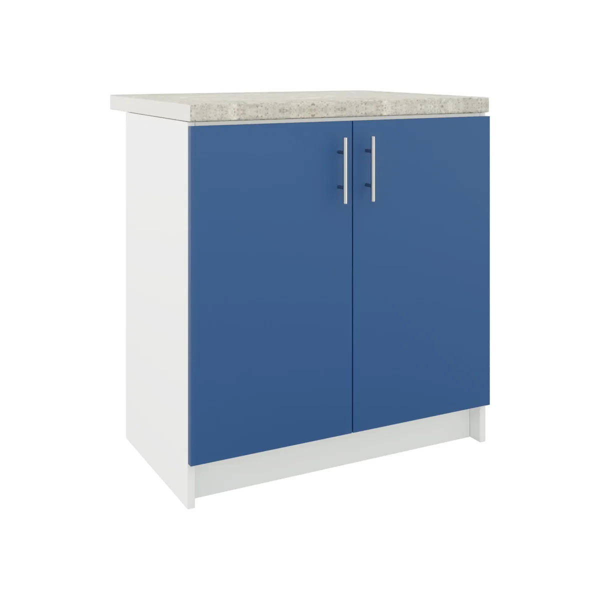 JD Greta Kitchen Base Unit 800mm Storage Cabinet With Doors Shelf 80cm White Gloss with Worktop - Navy Matt
