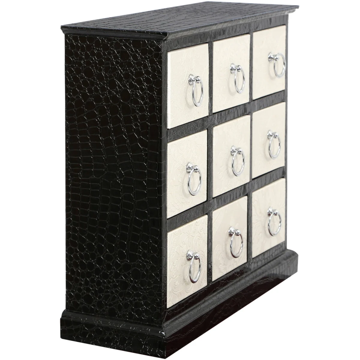Carla 9 Drawer Crocodile Leather Effect Rectangular Cabinet – image 2