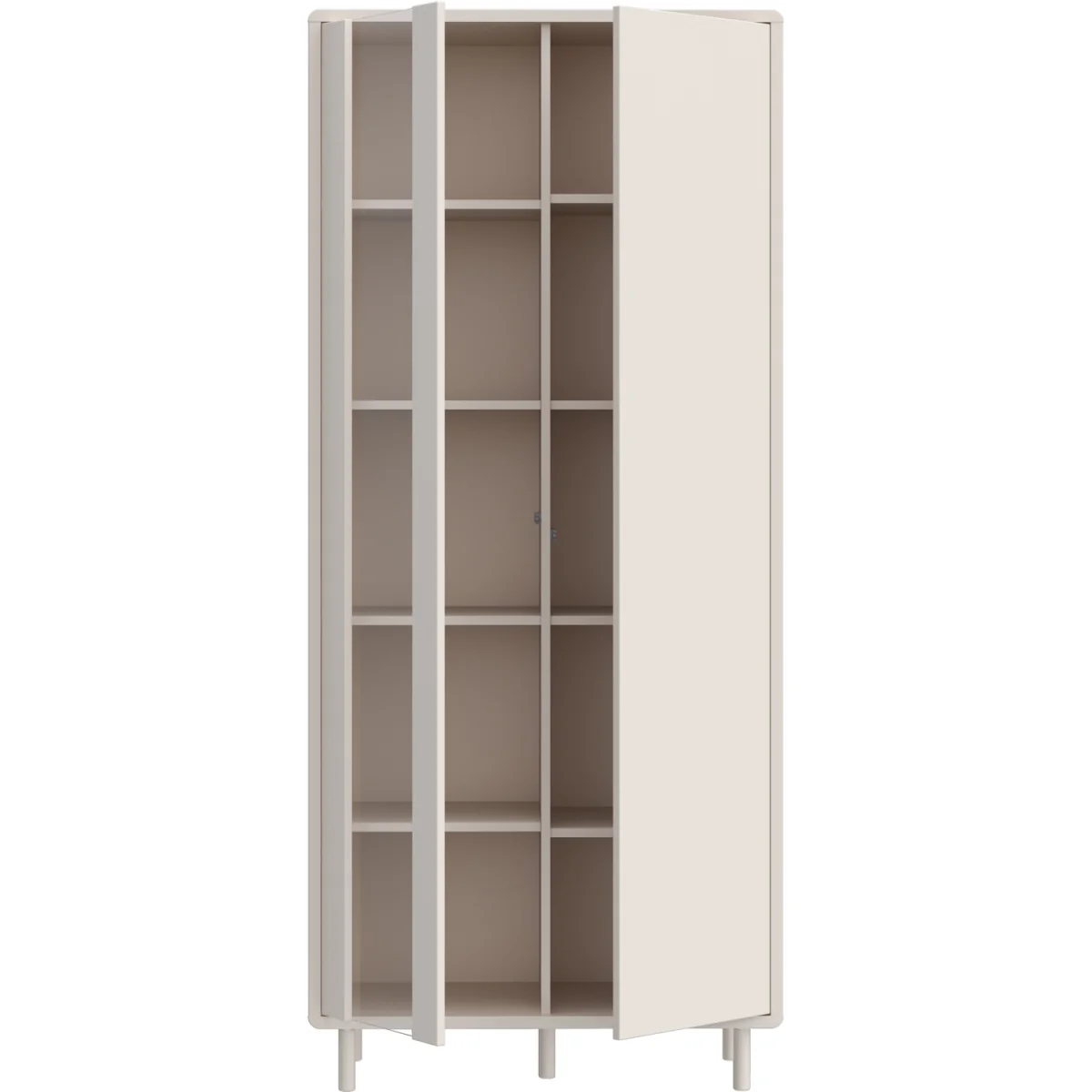 Playly Tall Storage Cabinet with Door and Concealed Open Shelving in Sand - Sand – image 3