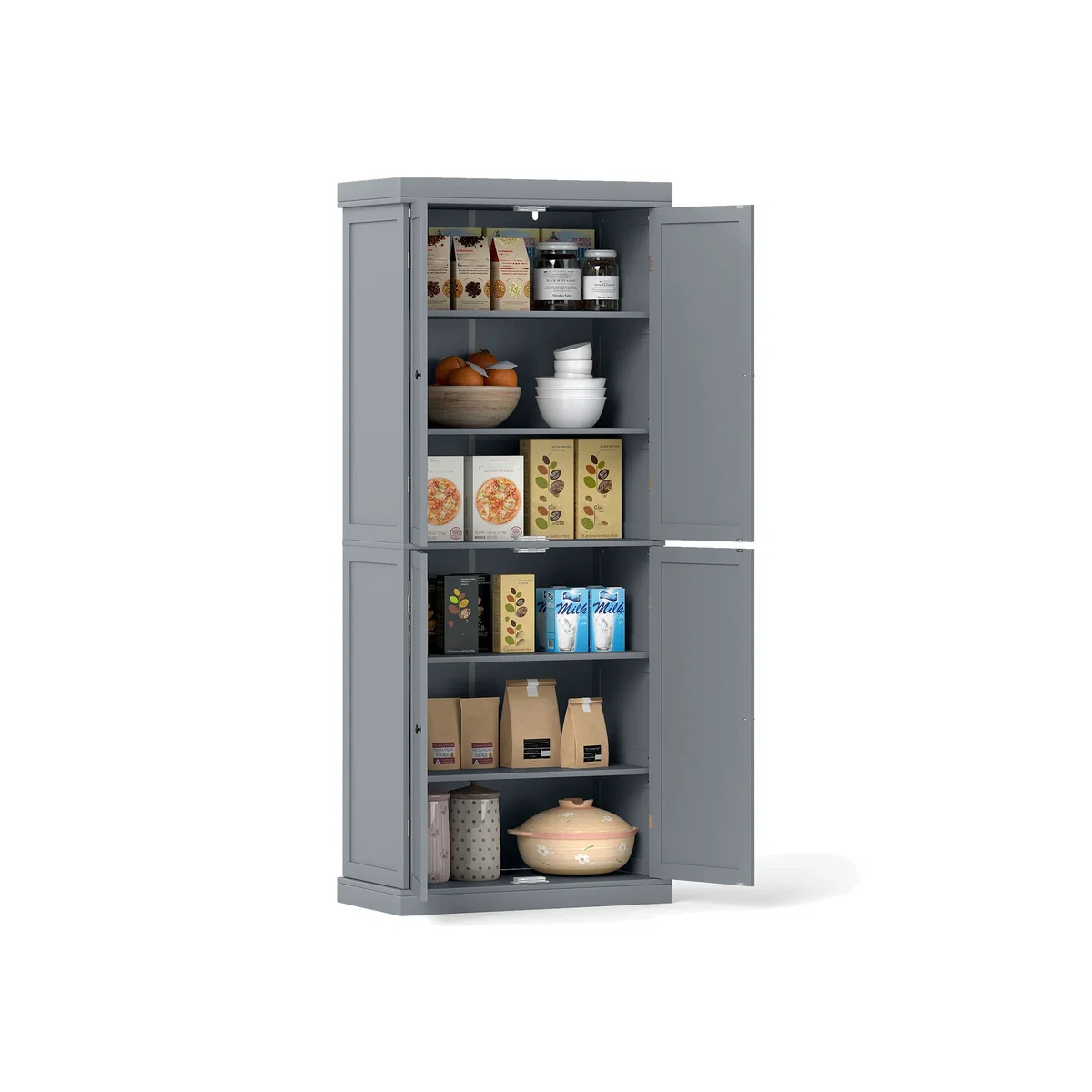 4 Door Kitchen Pantry Buffet Cabinet - Grey