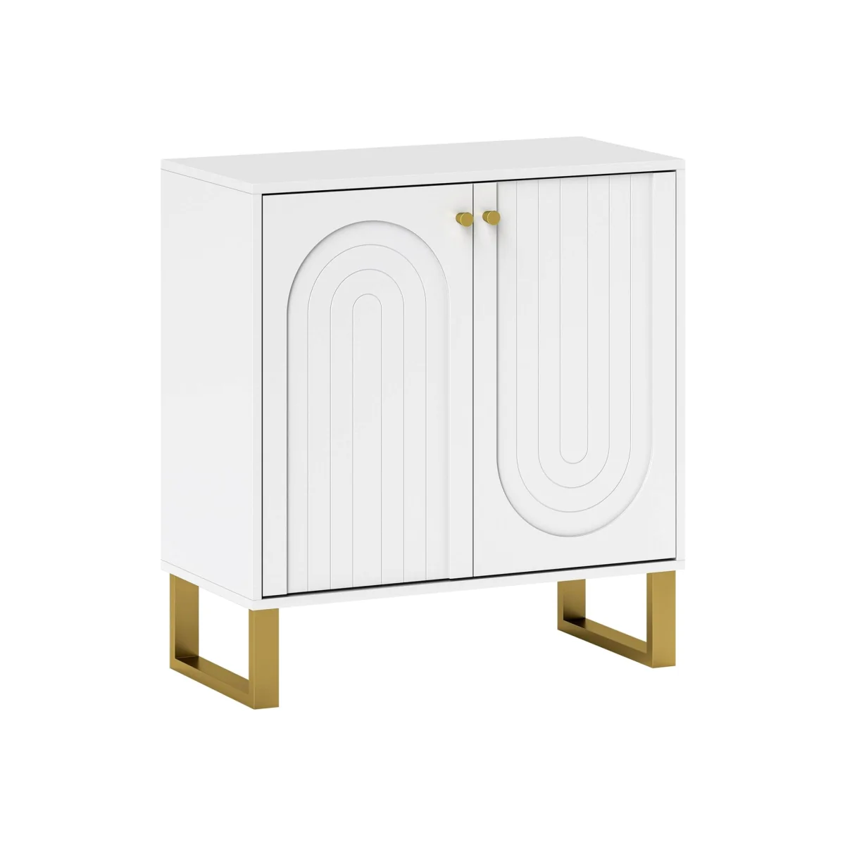 Tarezi Nedi White 2-Door Sideboard Storage Cabinet with Gold-Tone Accents – image 1