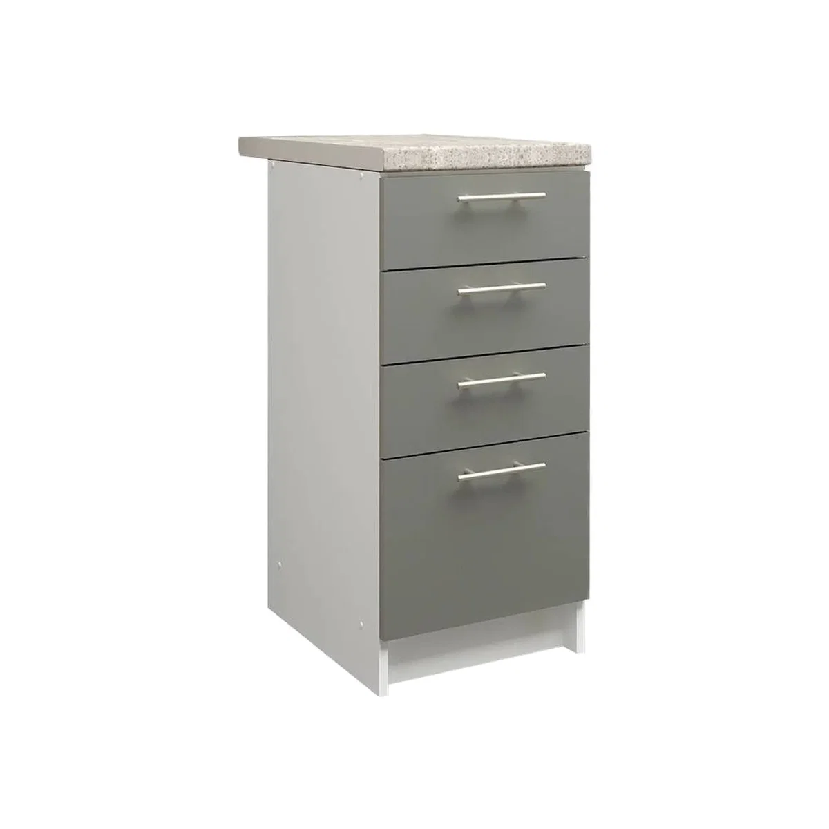 JD Greta Kitchen Base Drawer Unit 400mm Cabinet With Fronts 40cm Sage Green Matt with Worktop - Grey
