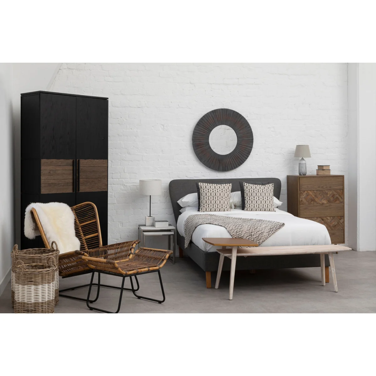 Salvar 2 Tone Oak Wood Tall Cabinet - Black – image 2
