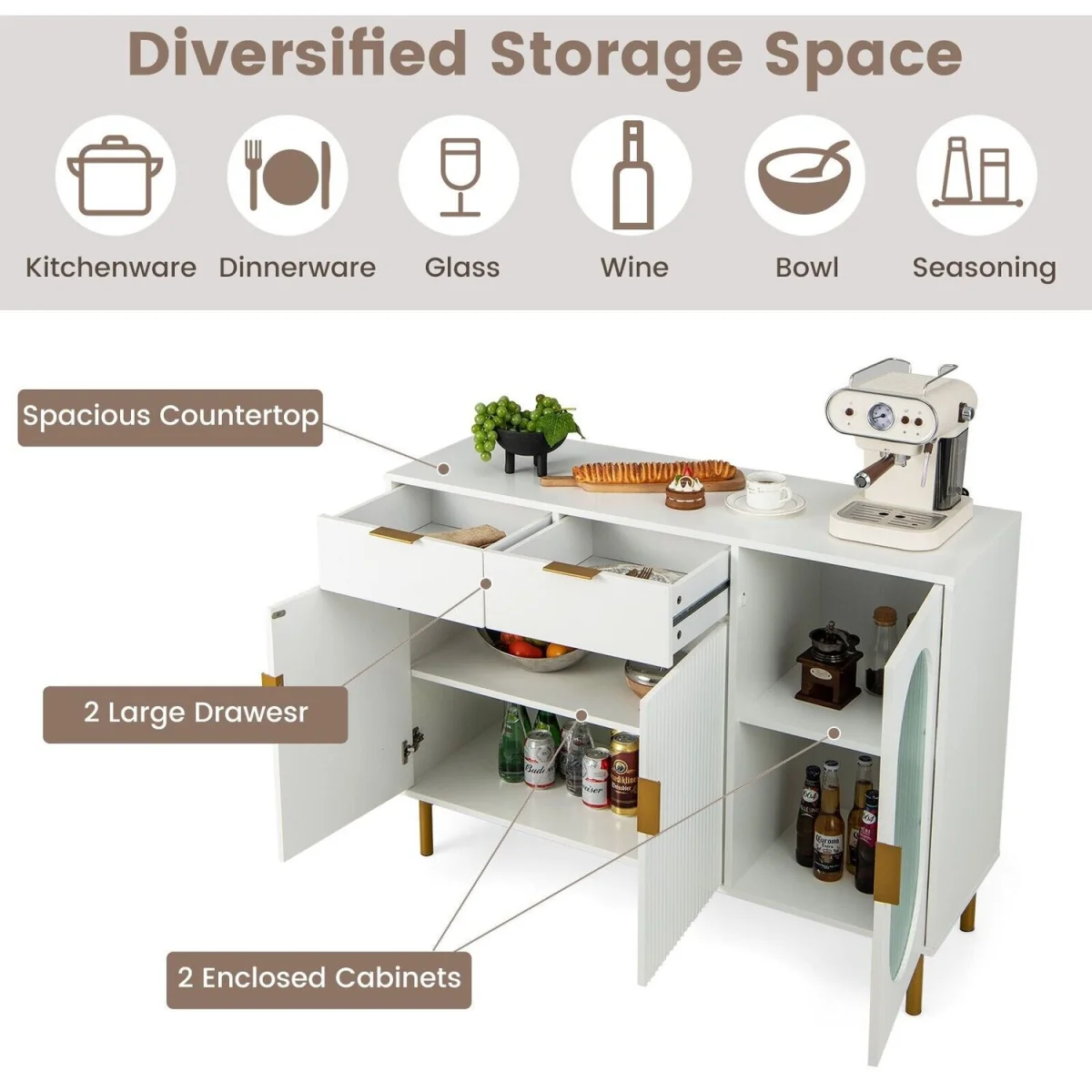 Kitchen Buffet Cabinet with Drawers – image 7