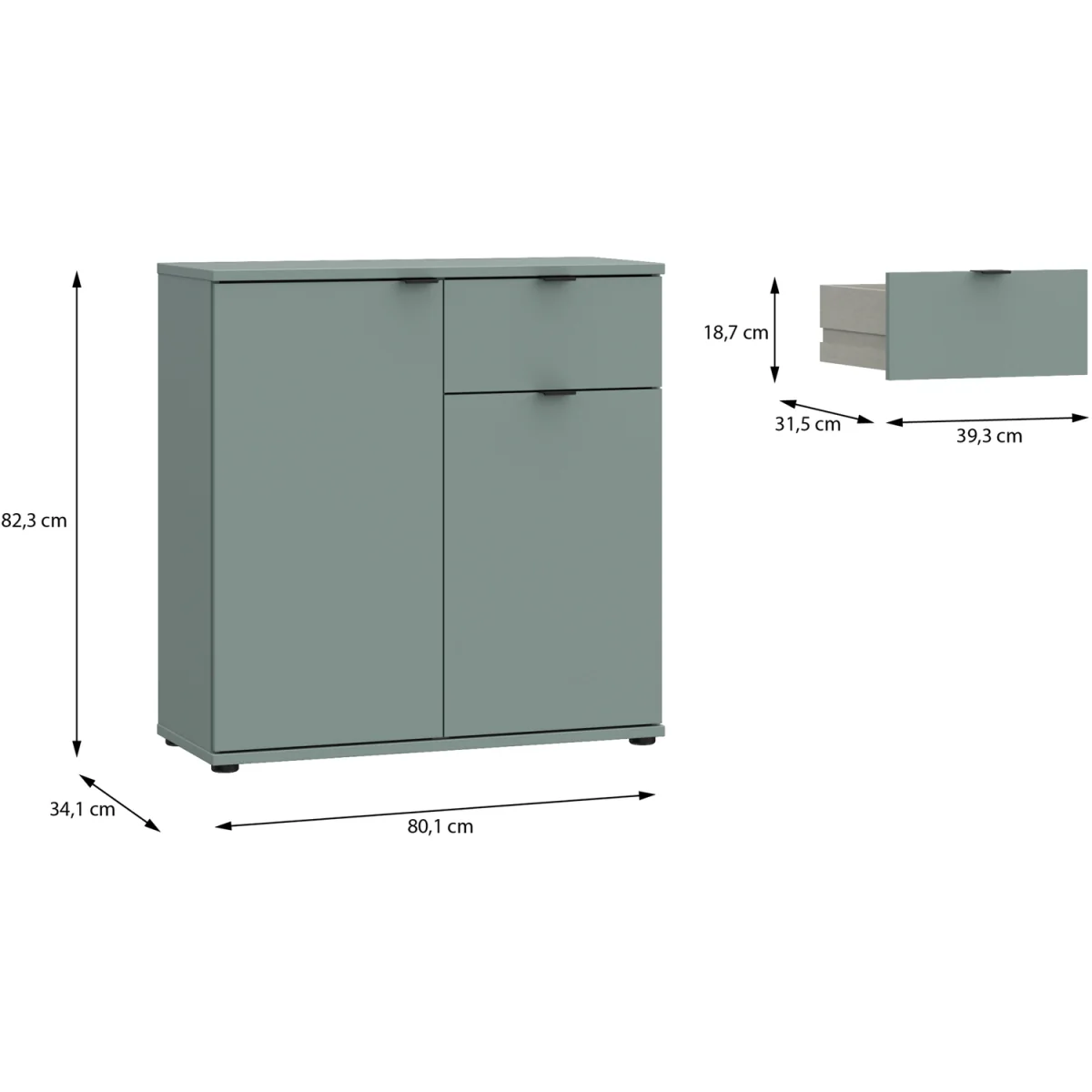Ganymede 2 Door Cupboard with Drawer - Sand – image 14