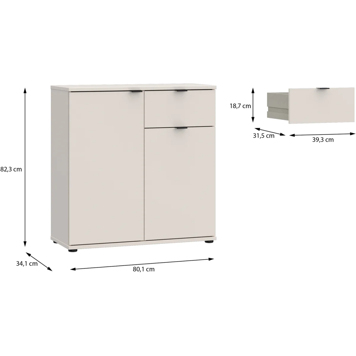 Ganymede 2 Door Cupboard with Drawer - Sand – image 22