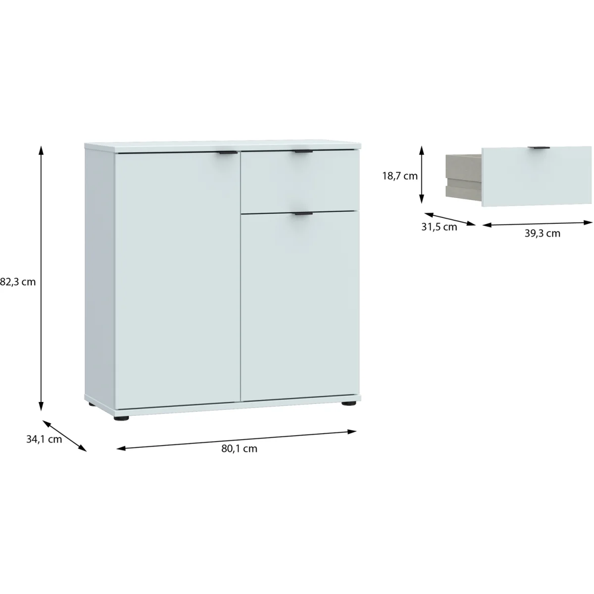 Ganymede 2 Door Cupboard with Drawer - Sand – image 28