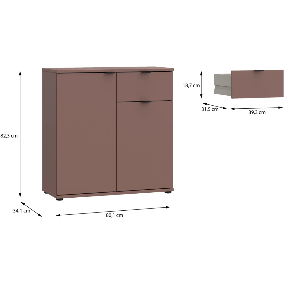 Ganymede 2 Door Cupboard with Drawer - Sand – image 7