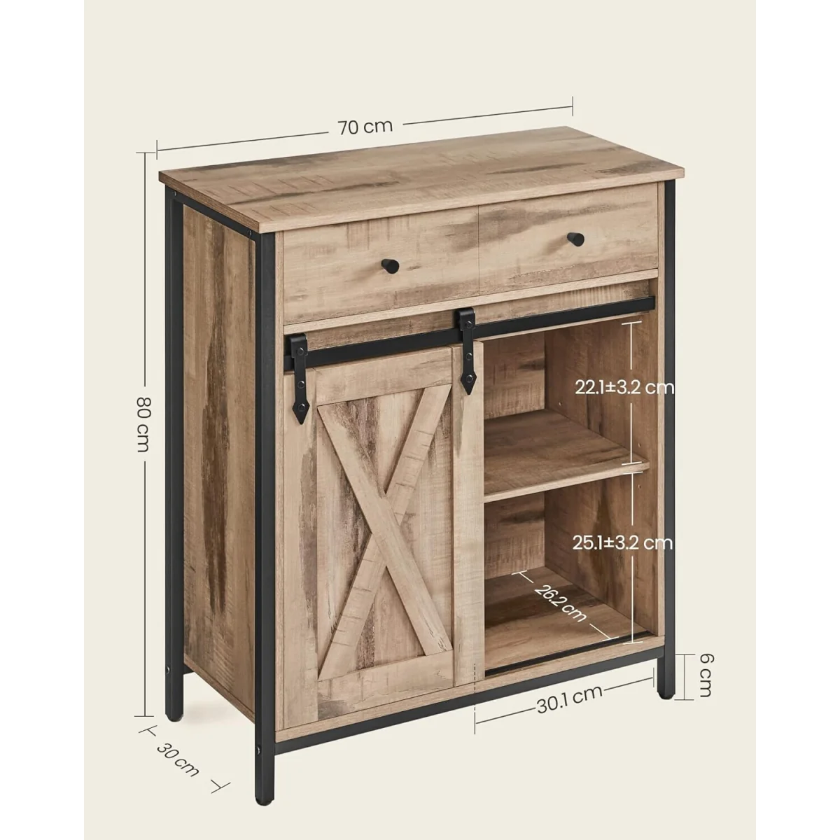Sliding Door Kitchen Storage Cabinet with Adjustable Shelving, Modern Freestanding Cupboard Unit - Toasted Oak, Black – image 3