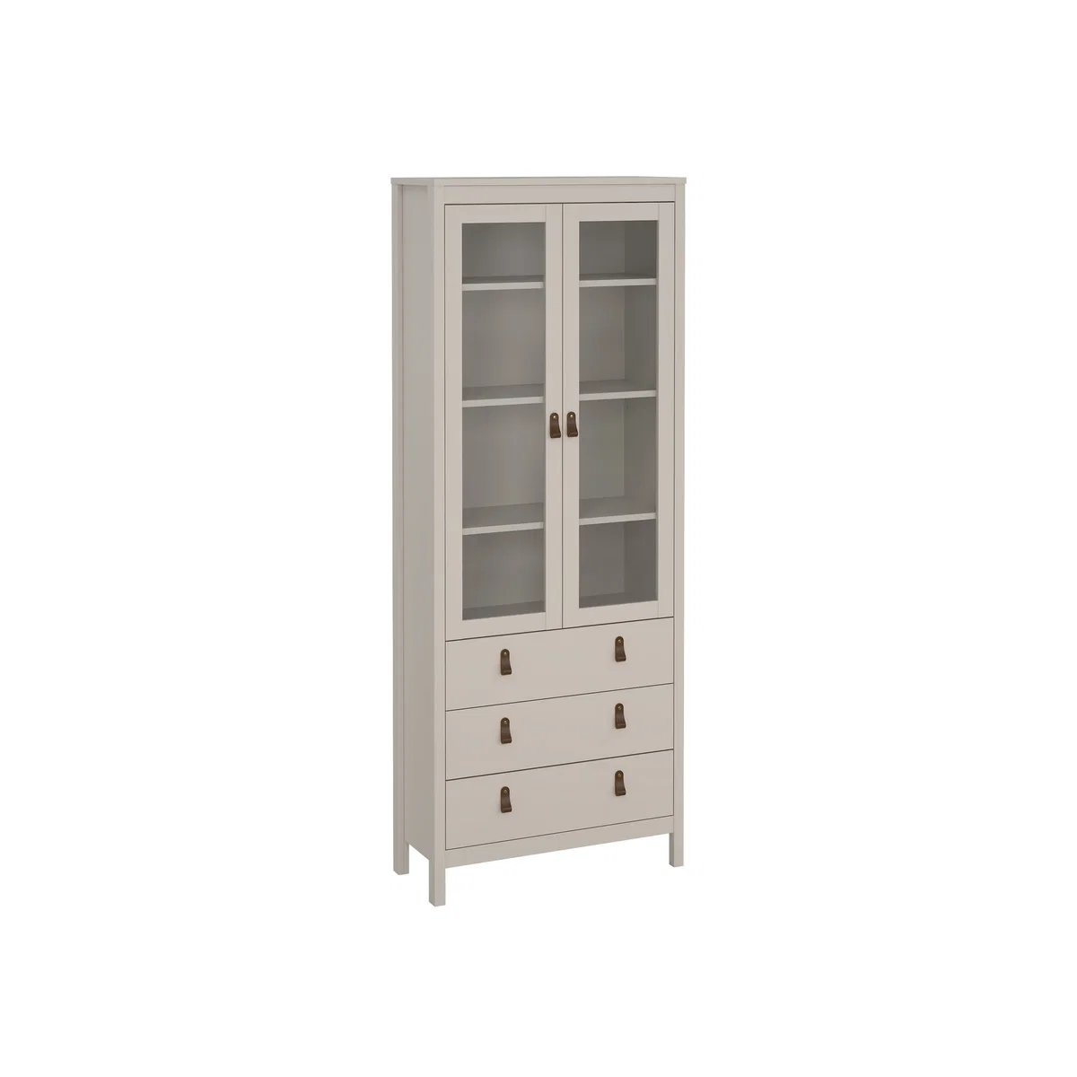 Barcelona China Cabinet 2 Glass Doors with 3 Drawers in Cashmere - Cashmere – image 1