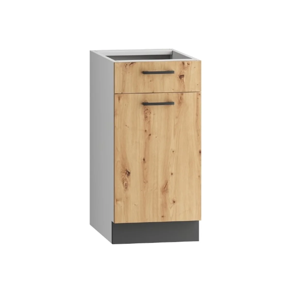 Kitchen Base Cabinet 400mm Door and Drawer Clara Artisan Oak Effect Grey Matt Carcass - Artisan Oak / Grey Matt