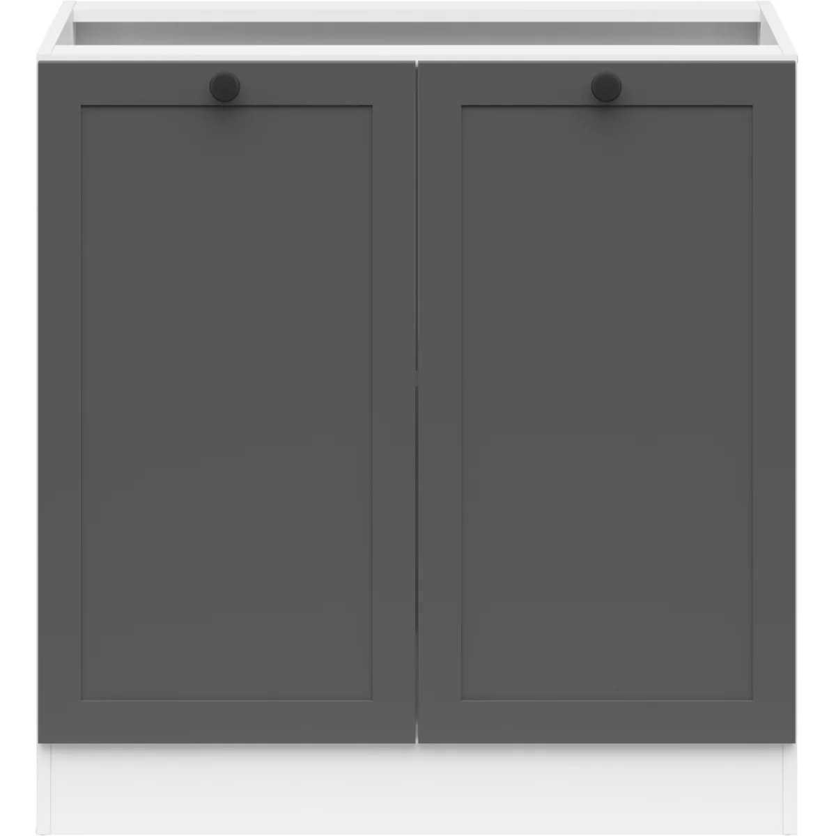 800mm Kitchen Base Unit with Doors Shaker Dark Grey Cabinet Modern Cupboard - Junona - Graphite Shaker Dark Grey / White Matt – image 2