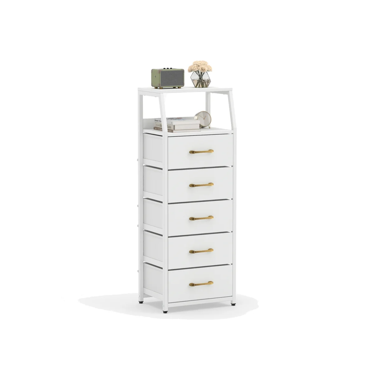 5 Drawer Vertical Storage Cabinet with Adjustable Feet - White – image 1