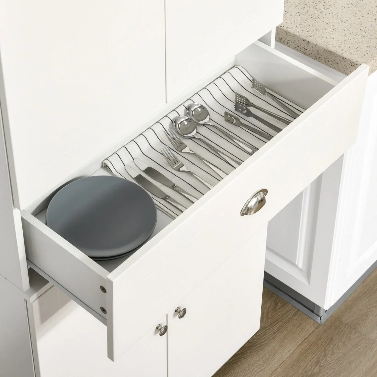 Soco White Tall Freestanding Kitchen Pantry Cabinet 184 cm – image 10