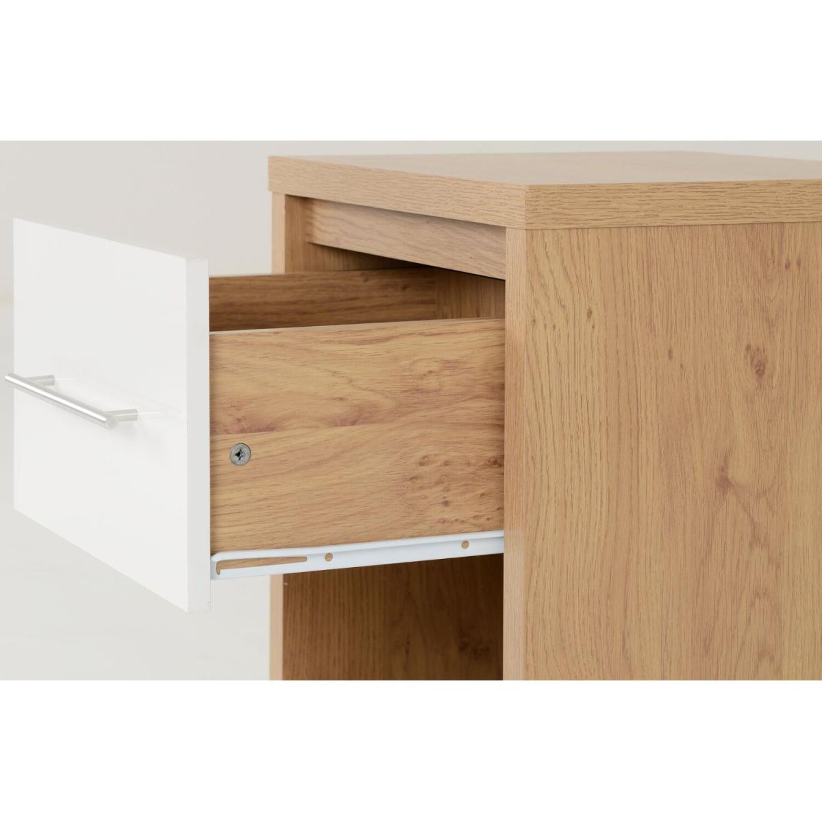 Seville 1 Drawer Bedside Cabinet - White, Light Oak – image 2