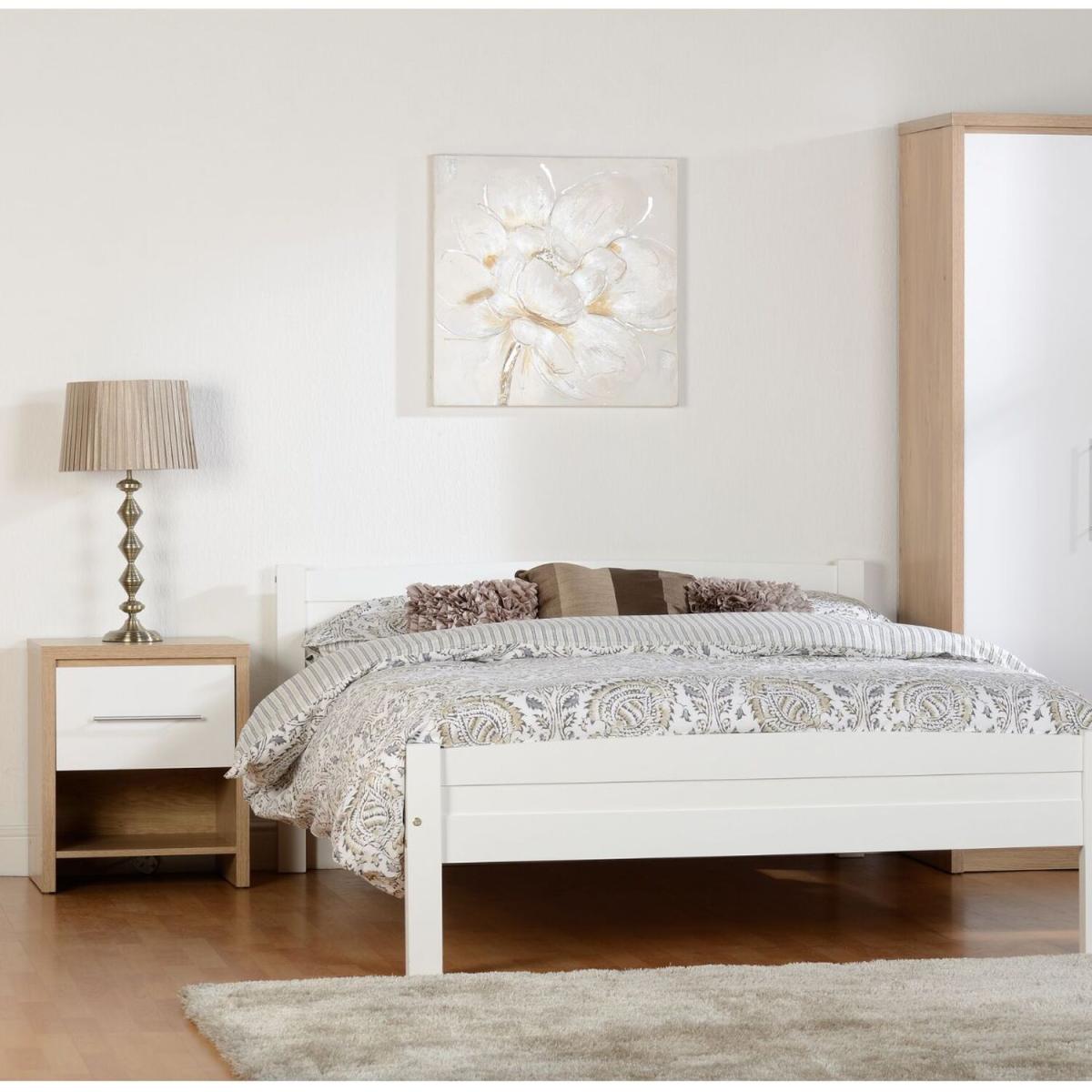 Seville 1 Drawer Bedside Cabinet - White, Light Oak – image 7