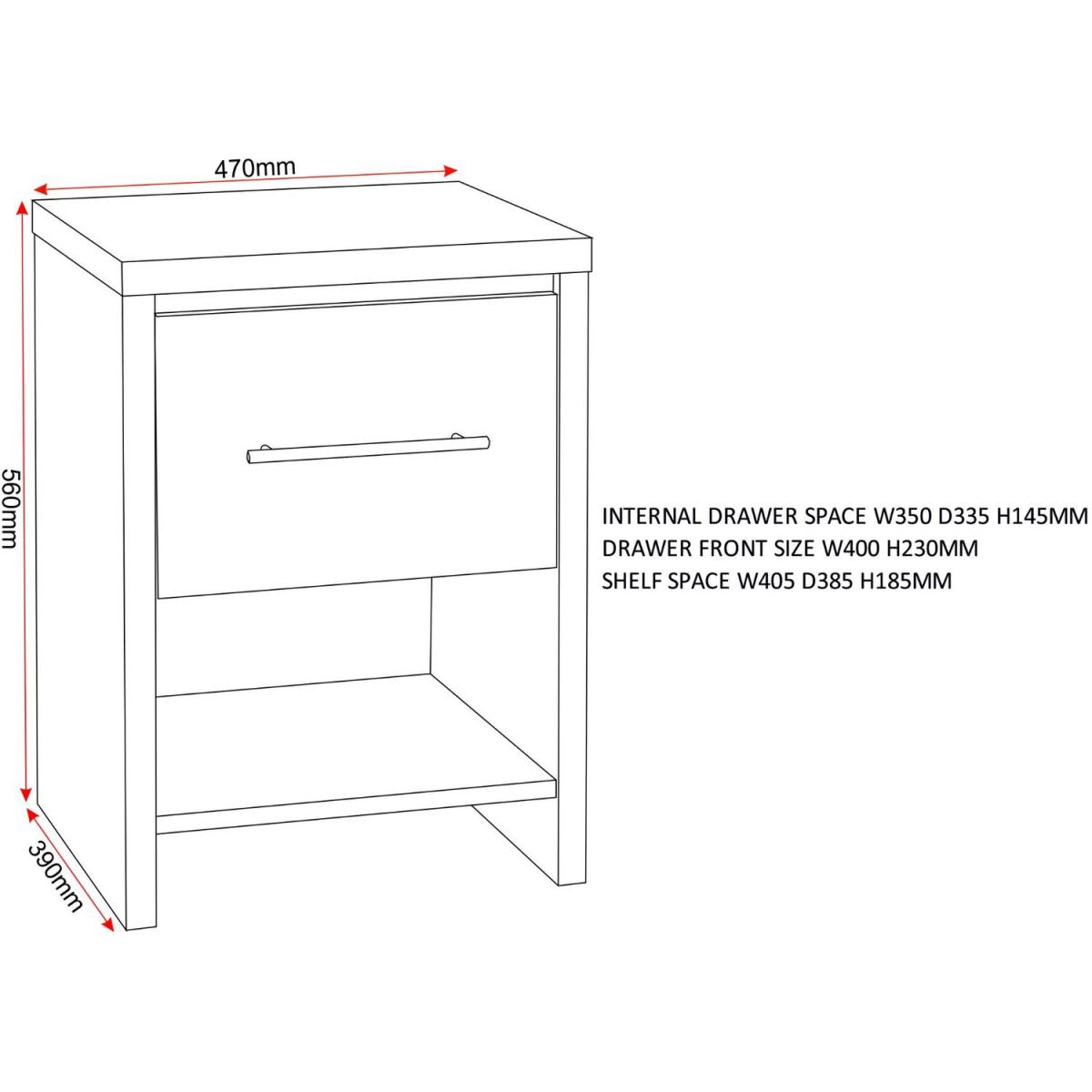 Seville 1 Drawer Bedside Cabinet - White, Light Oak – image 8