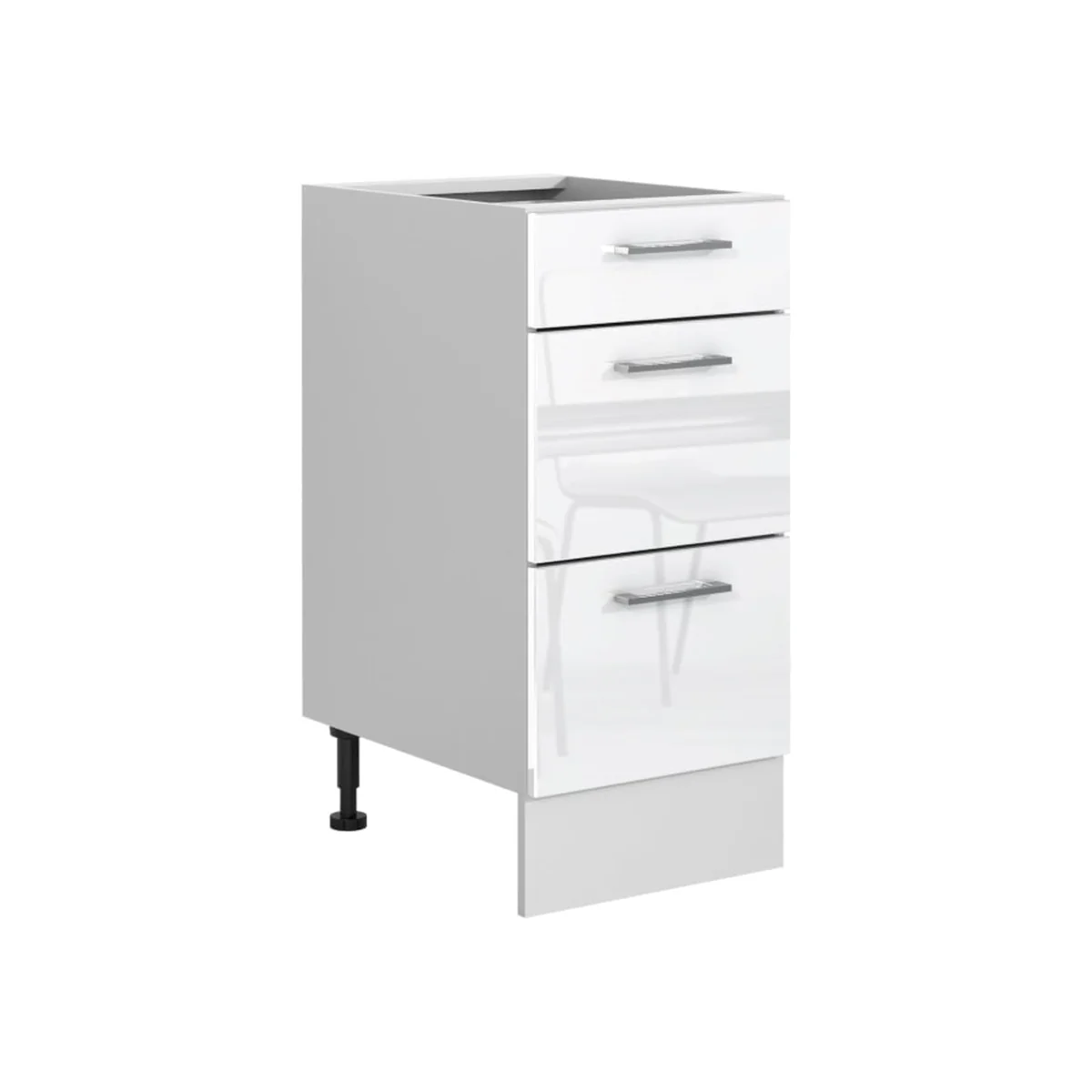 Ella 7-Unit Kitchen Cabinet Set 2400 mm White High Gloss with Grey Matt Carcass - White High Gloss / Grey Matt