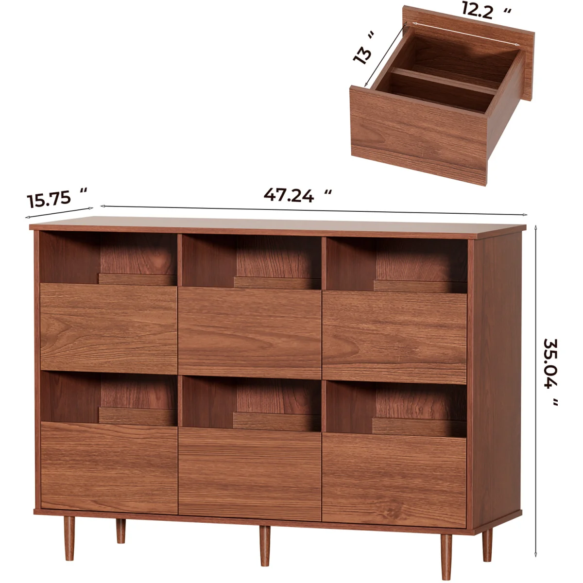 BROTTAR 47.2" Large Record Player Stand, Vinyl Record Storage Cabinet - White – image 3