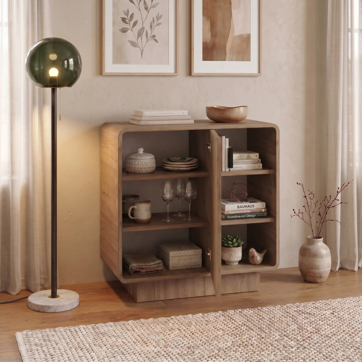 Decortie Rovel Console Cabinet with Soft Close Door - Natural Oak – image 3