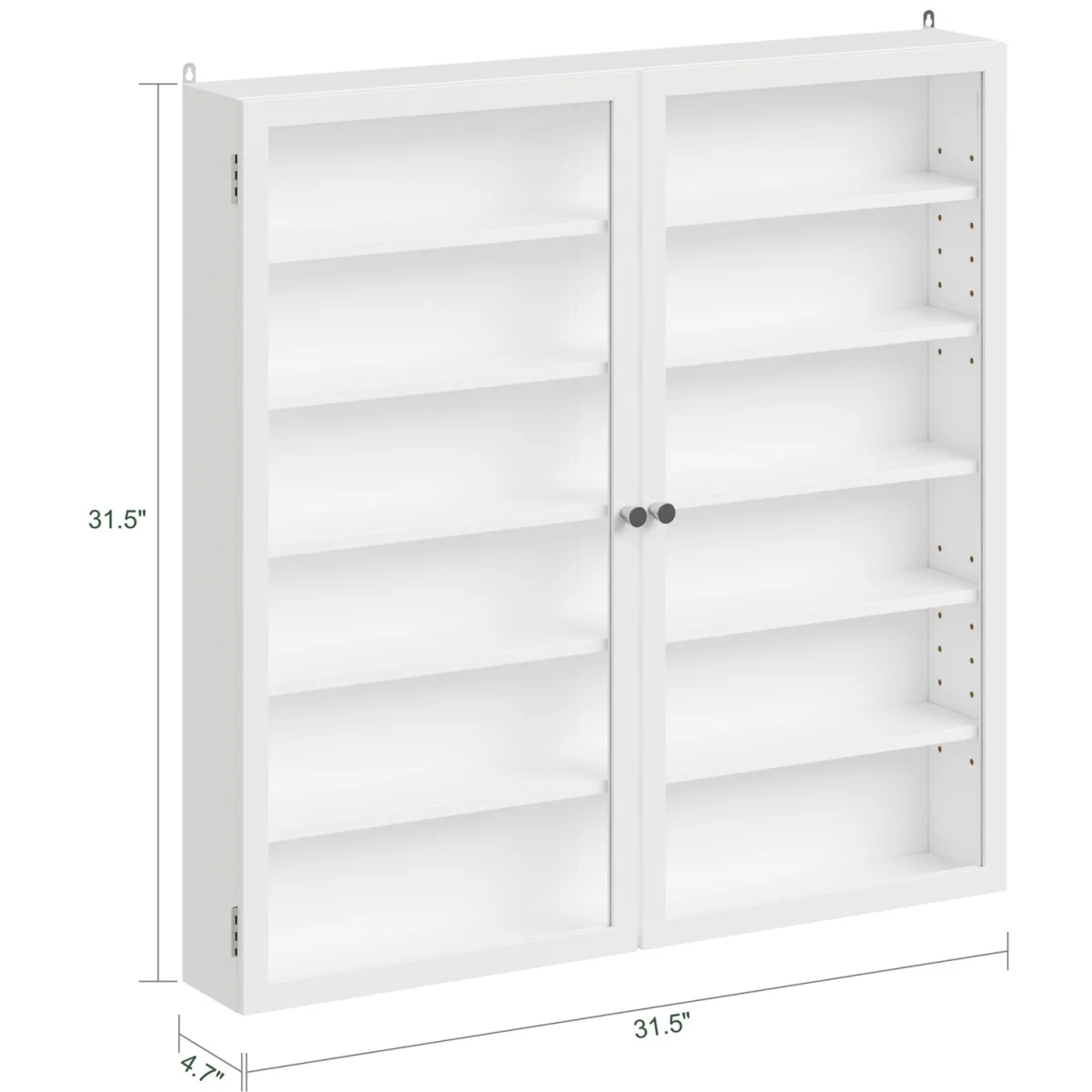 Wall Cabinet with Glass Door and Adjustable Shelves - White – image 3
