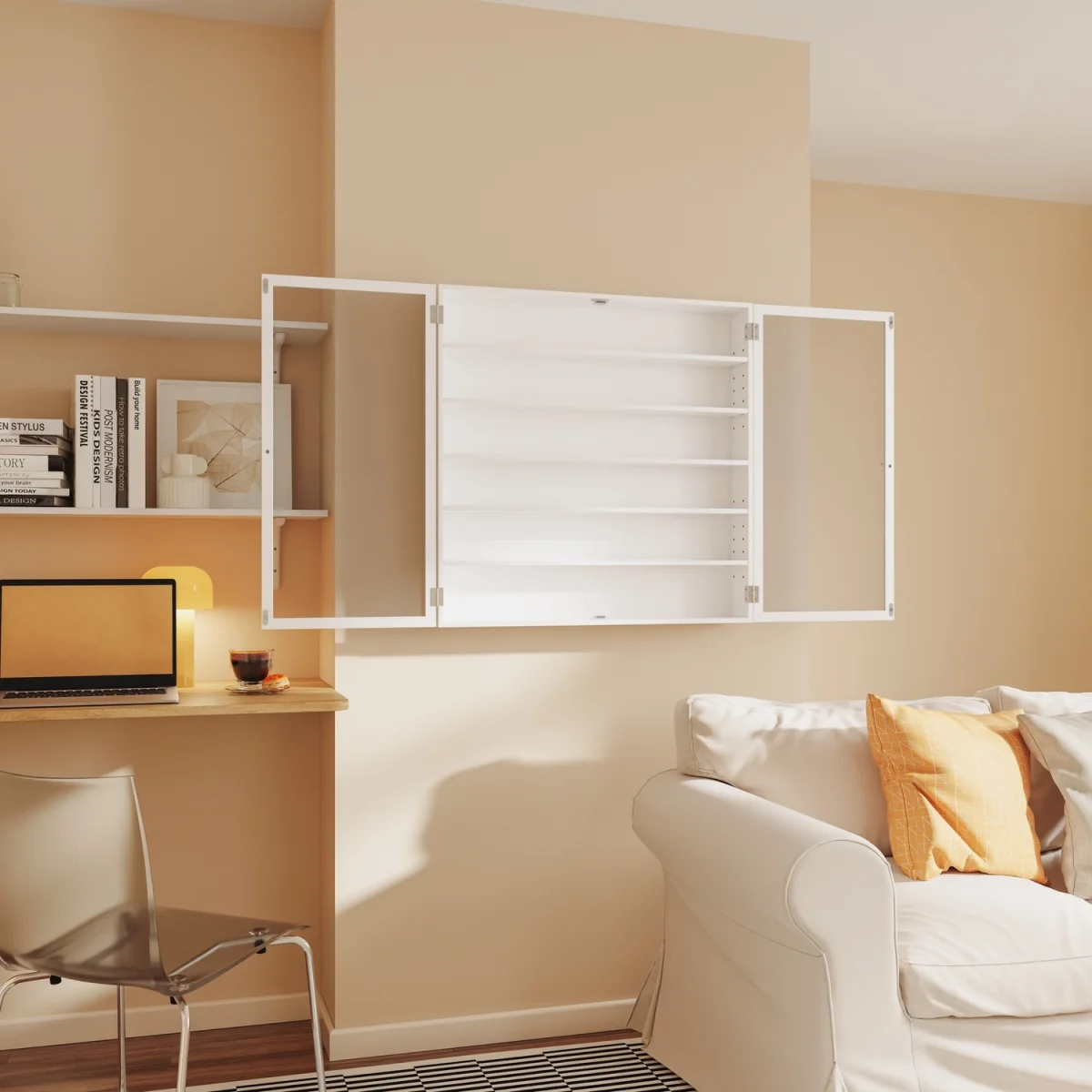 Wall Cabinet with Glass Door and Adjustable Shelves - White – image 6
