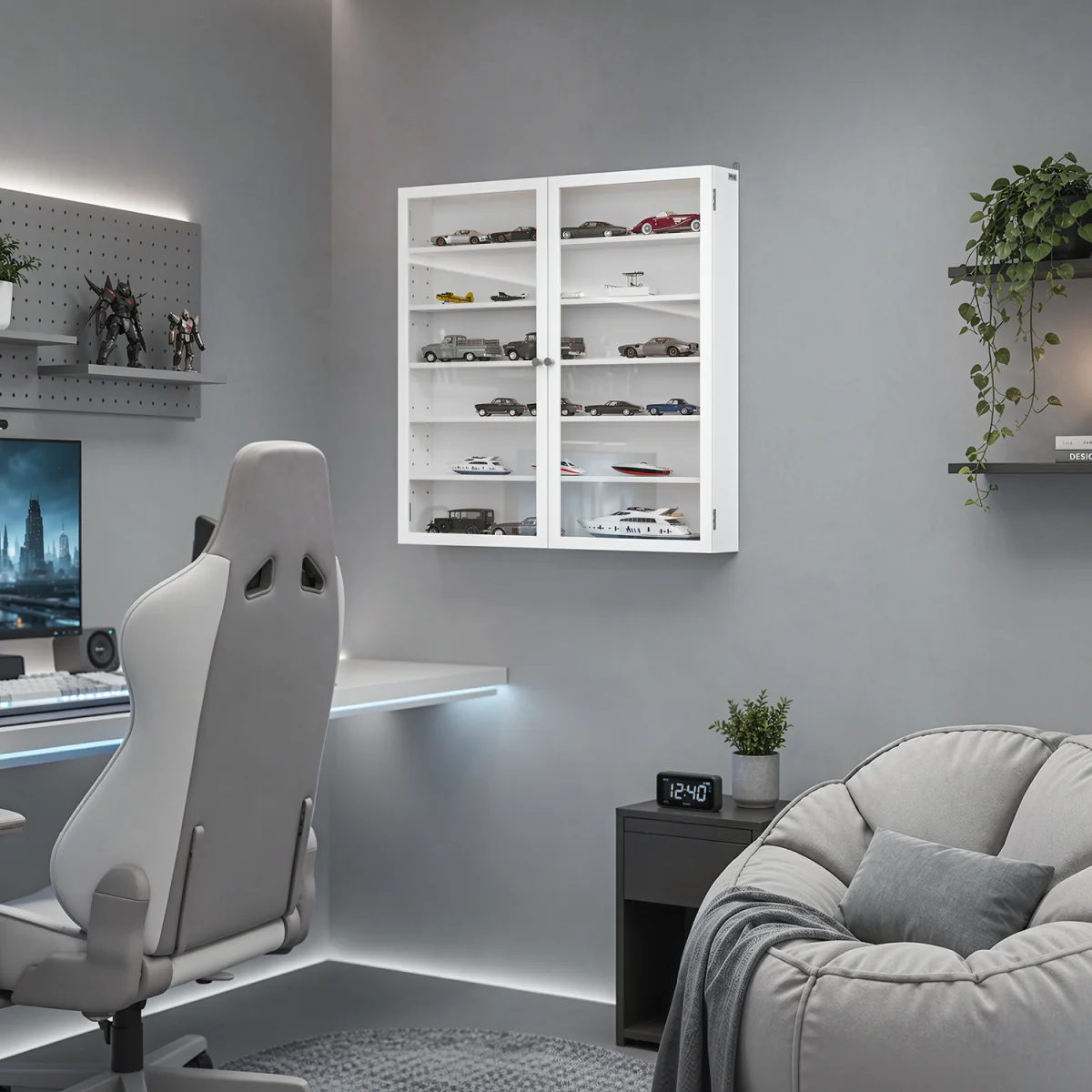 Wall Cabinet with Glass Door and Adjustable Shelves - White – image 8