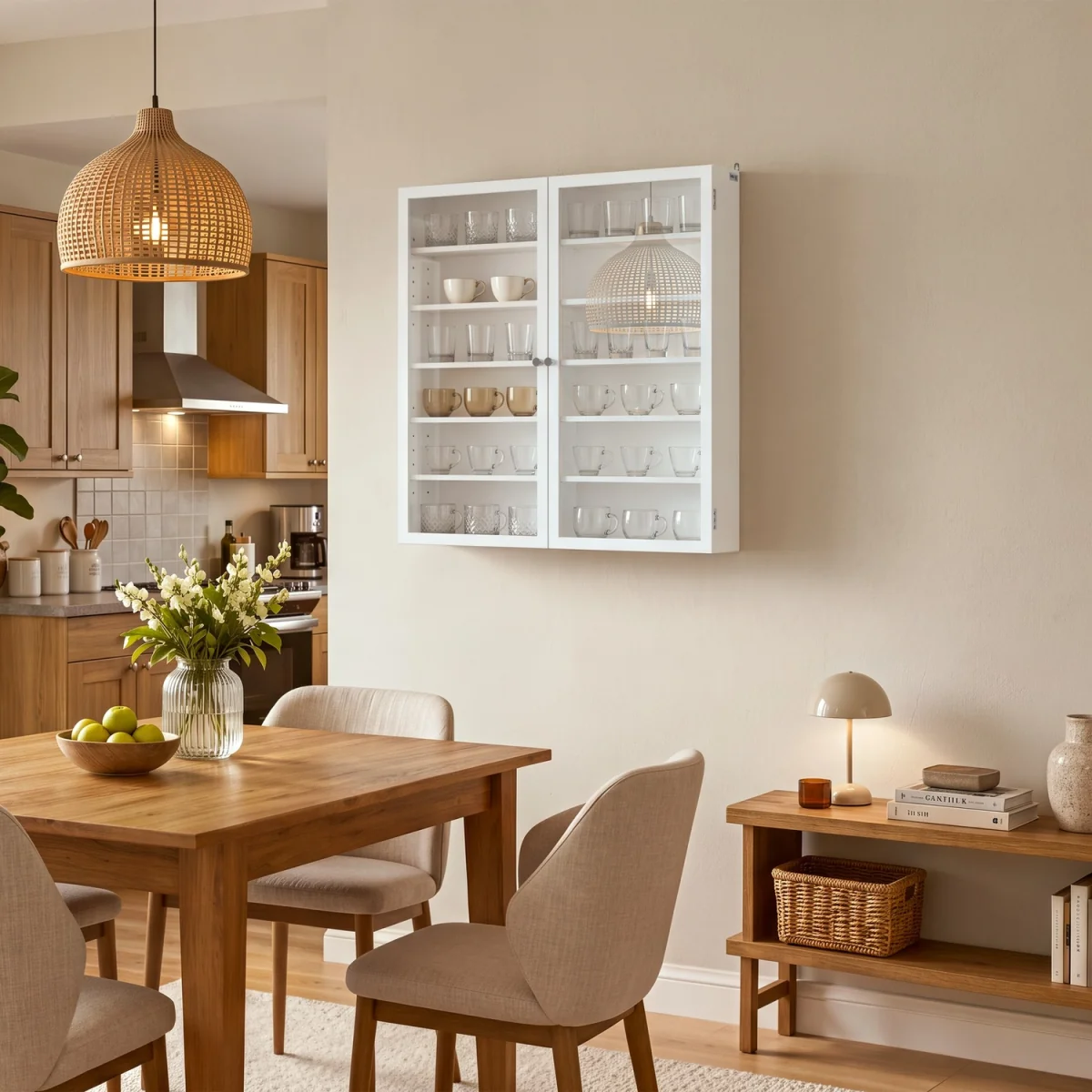 Wall Cabinet with Glass Door and Adjustable Shelves - White – image 9