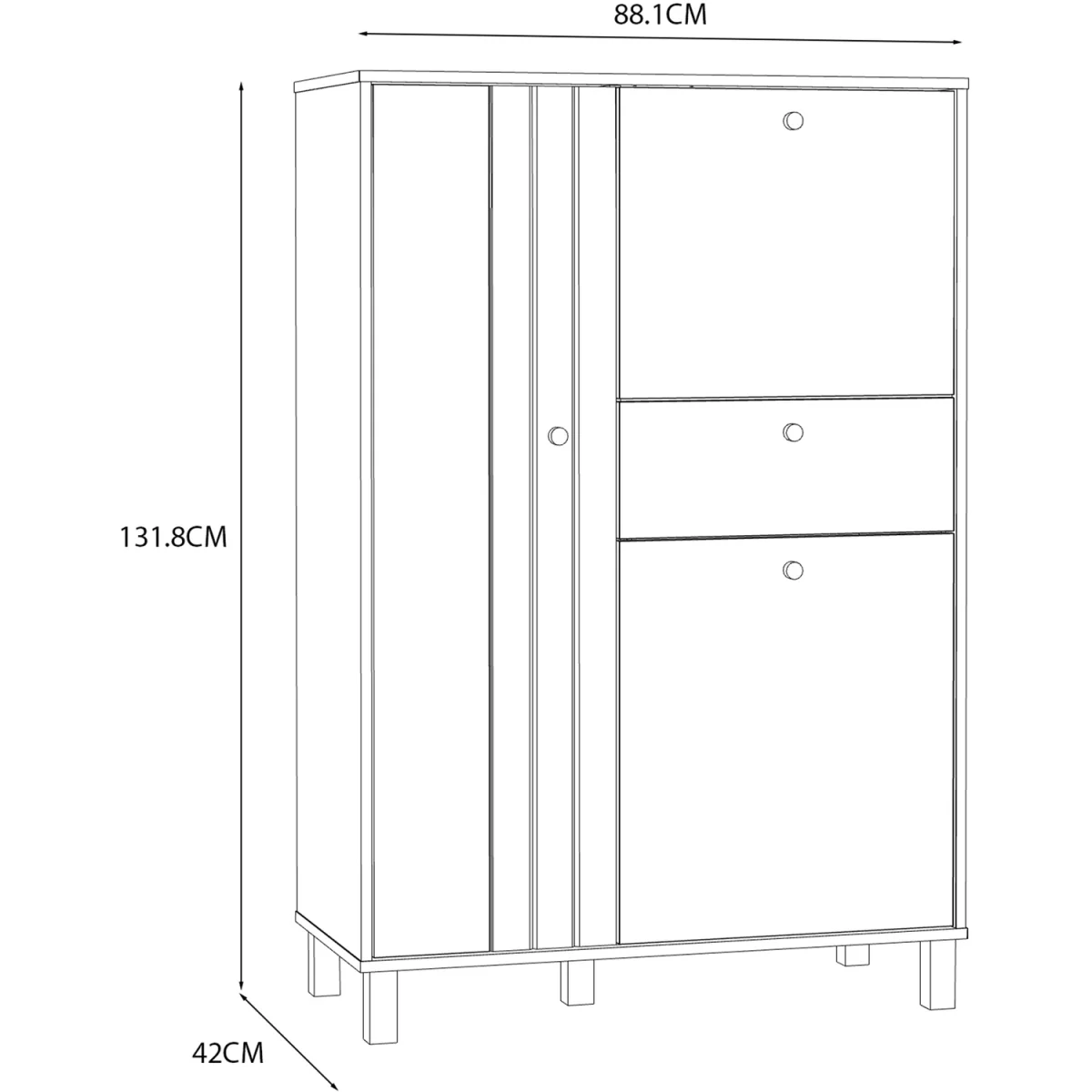 Grafton 3 Door 1 Drawer Cabinet In Cream and Oak - Cream & Oak – image 7