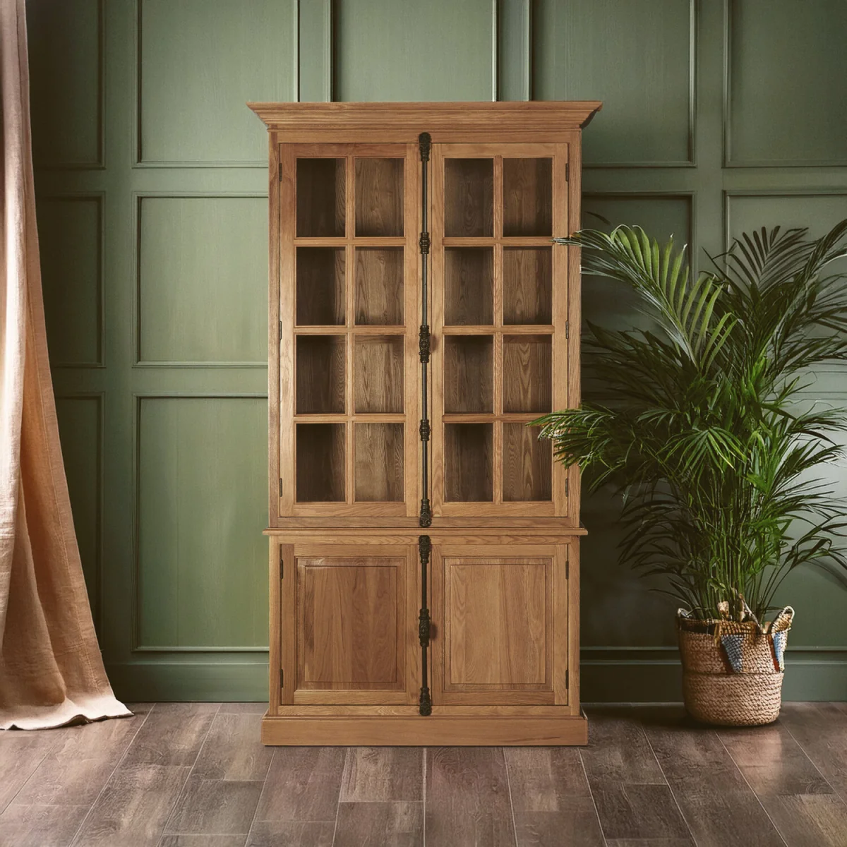 Lyon Natural Oak Wood Tall Cabinet – image 1