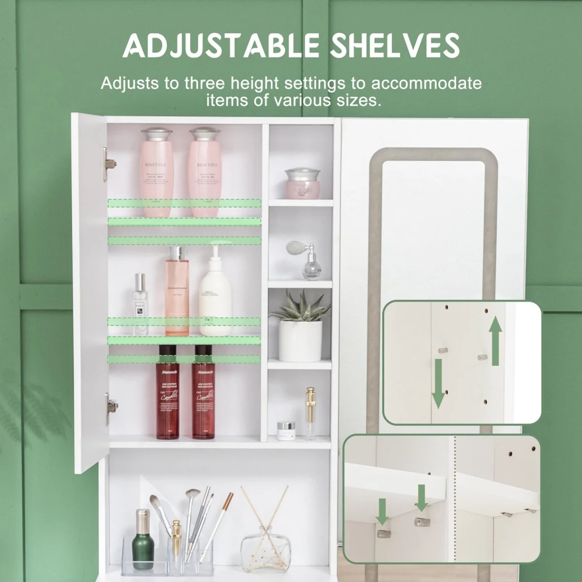 WestWood Dressing Table Vanity LED Full Length Mirror Storage Cabinet w/ Drawers - White – image 4