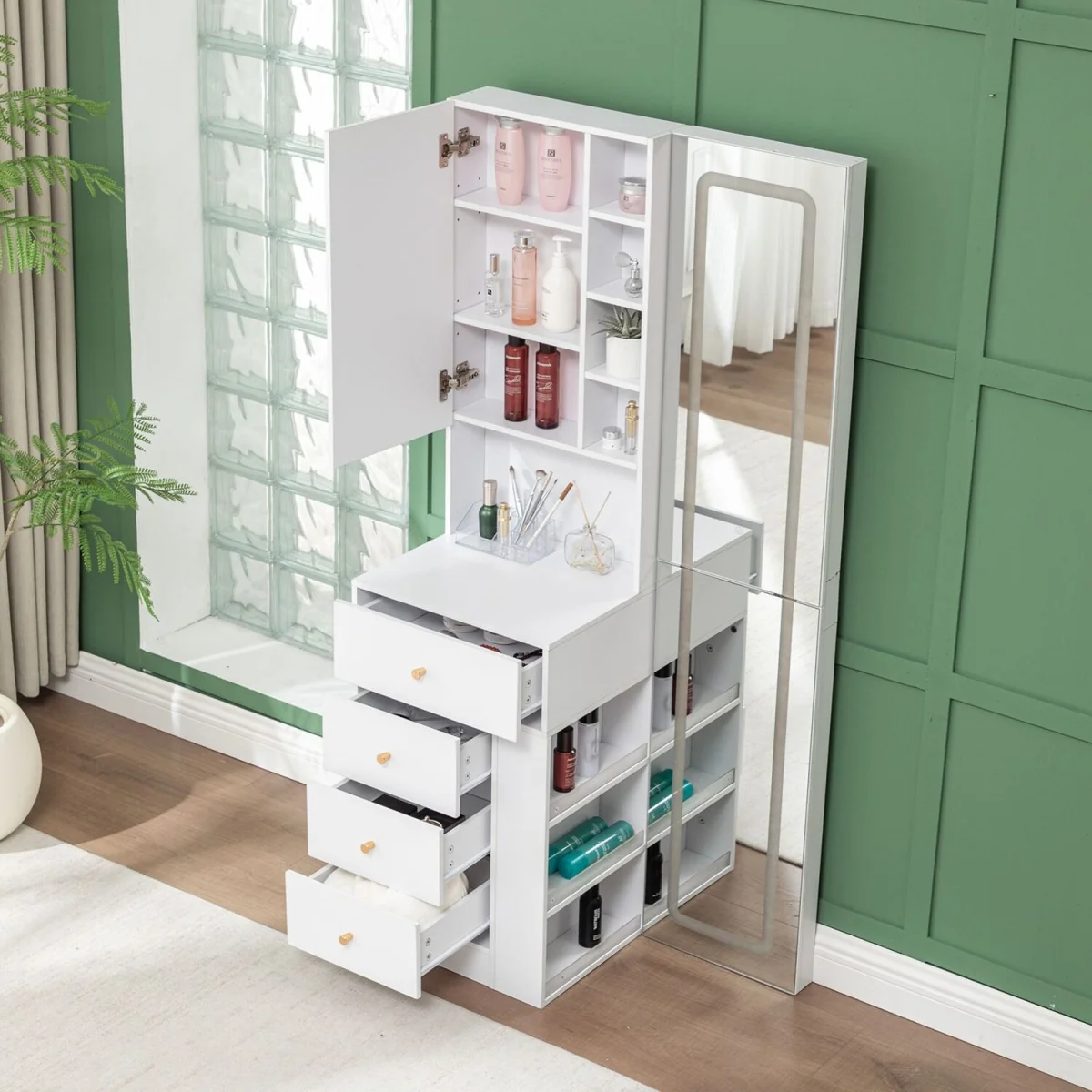 WestWood Dressing Table Vanity LED Full Length Mirror Storage Cabinet w/ Drawers - White – image 6