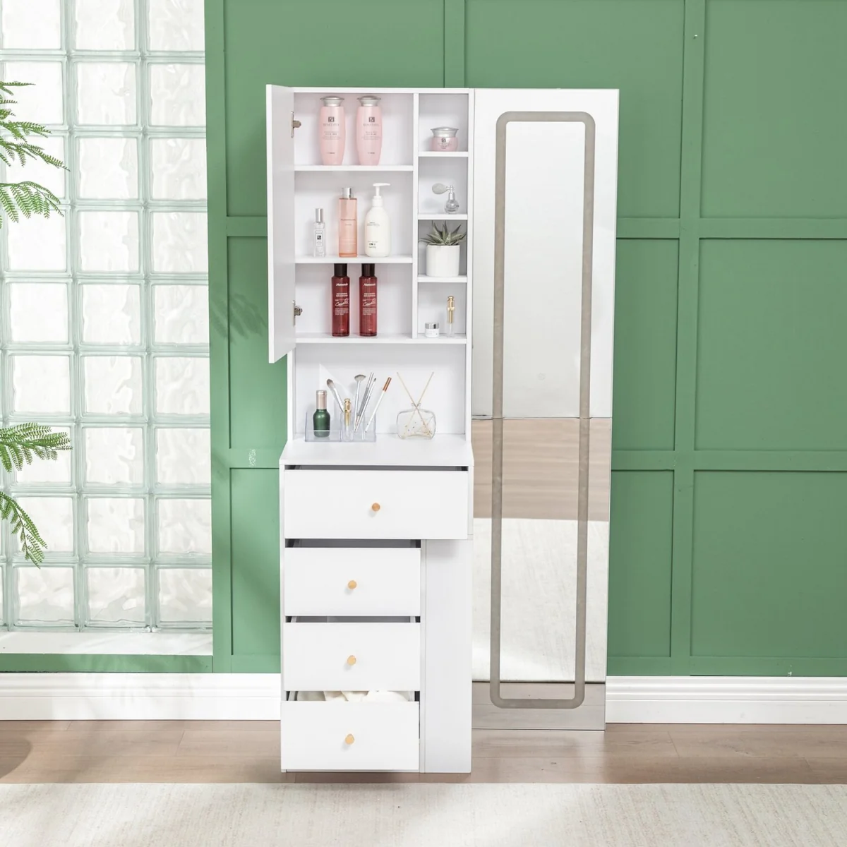 WestWood Dressing Table Vanity LED Full Length Mirror Storage Cabinet w/ Drawers - White – image 7