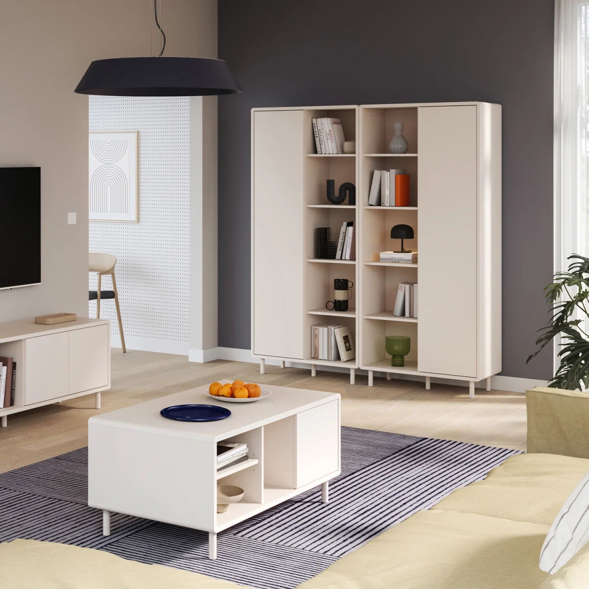 Playly Tall Storage Cabinet with Door/Open Shelving in Sand - Sand – image 6