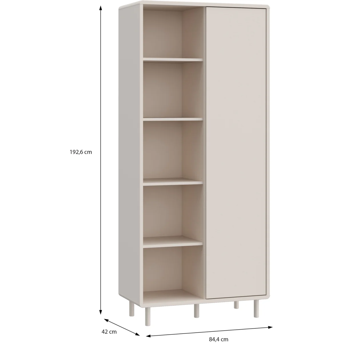 Playly Tall Storage Cabinet with Door/Open Shelving in Sand - Sand – image 9