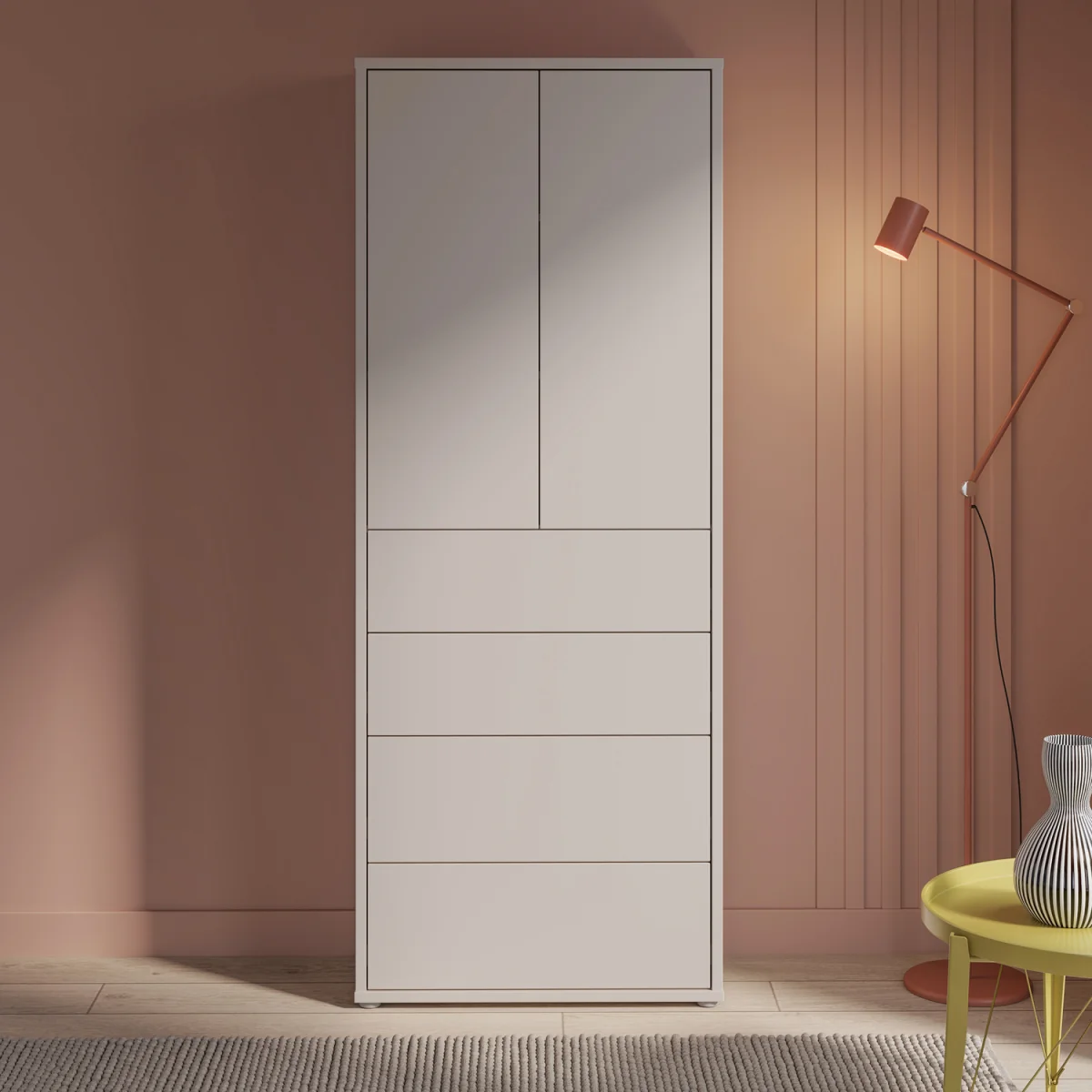 Alice Springs Tall Storage Cabinet with Push-Open Doors & 4 Drawers in Sand - Sage Green – image 2