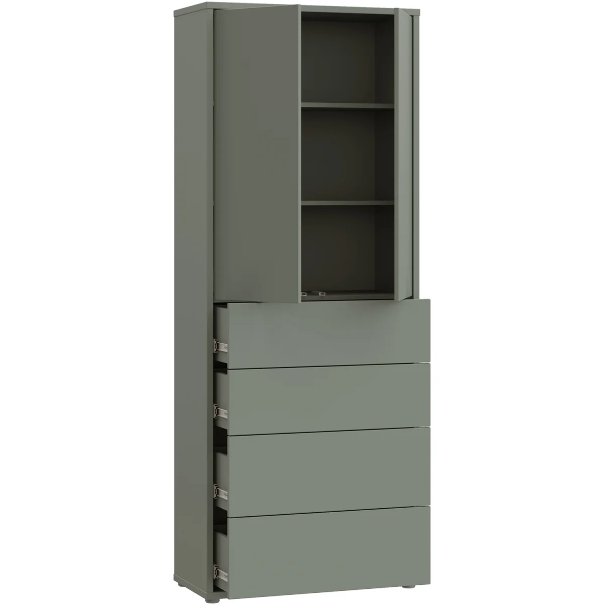 Alice Springs Tall Storage Cabinet with Push-Open Doors & 4 Drawers in Sand - Sage Green – image 13