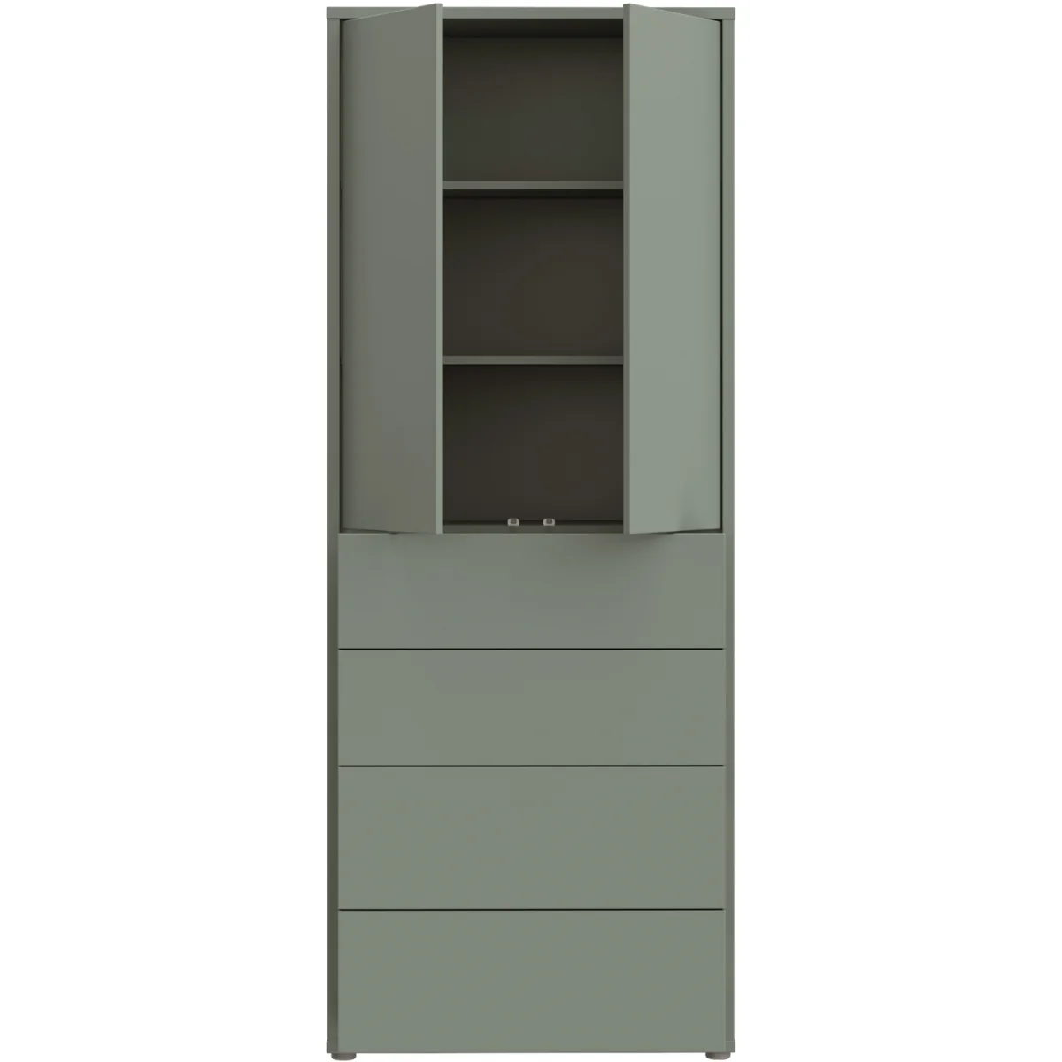 Alice Springs Tall Storage Cabinet with Push-Open Doors & 4 Drawers in Sand - Sage Green – image 14