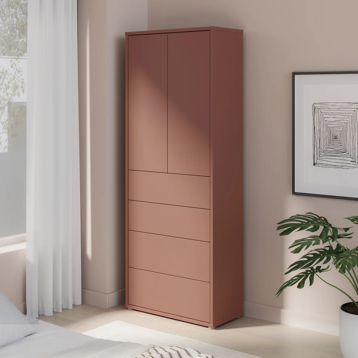 Alice Springs Tall Storage Cabinet with Push-Open Doors & 4 Drawers in Sand - Sage Green – image 23