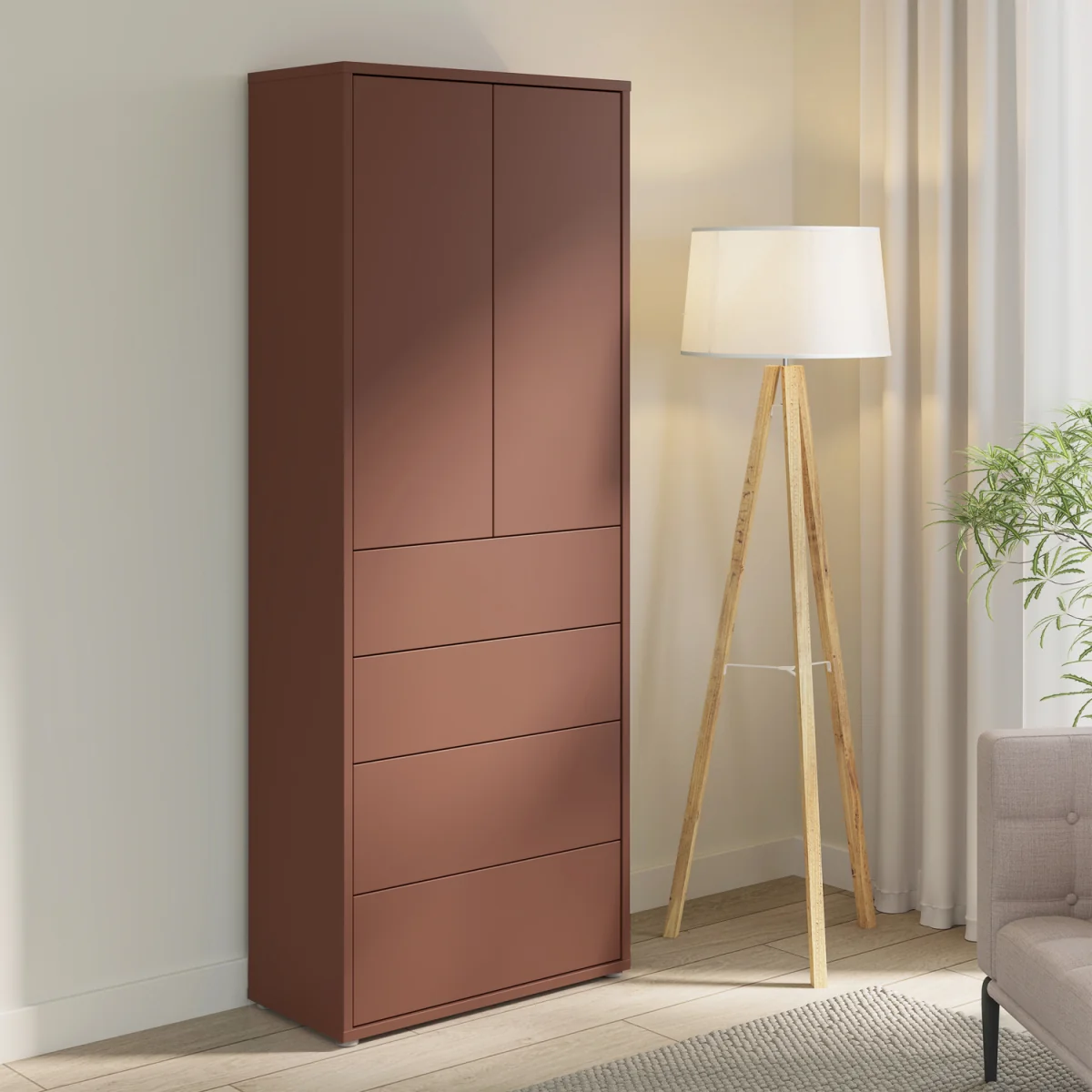 Alice Springs Tall Storage Cabinet with Push-Open Doors & 4 Drawers in Sand - Sage Green – image 24