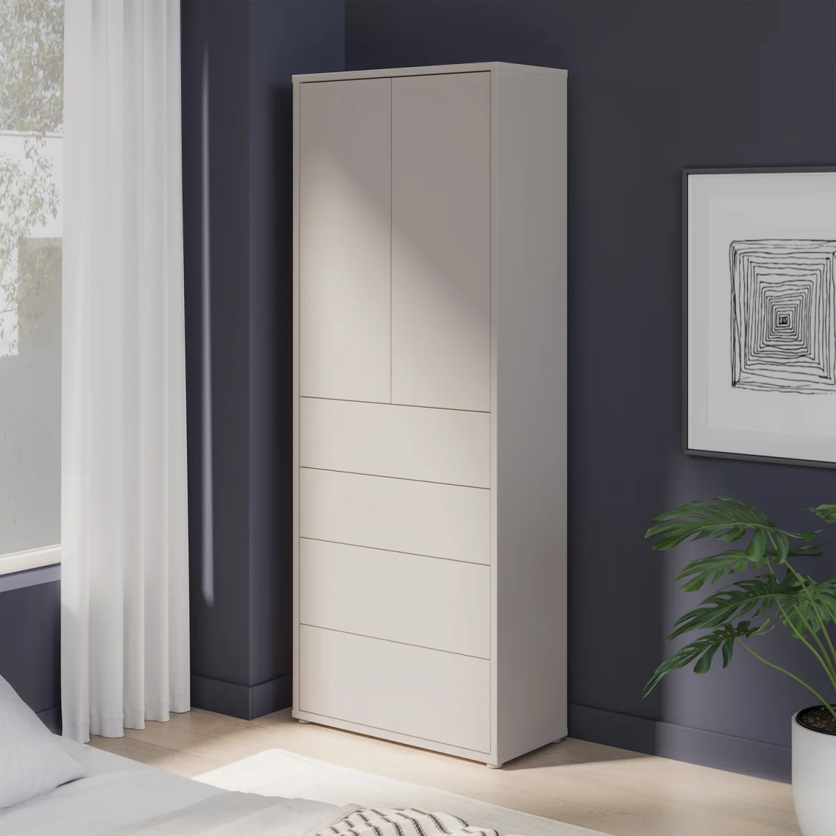 Alice Springs Tall Storage Cabinet with Push-Open Doors & 4 Drawers in Sand - Sage Green – image 8