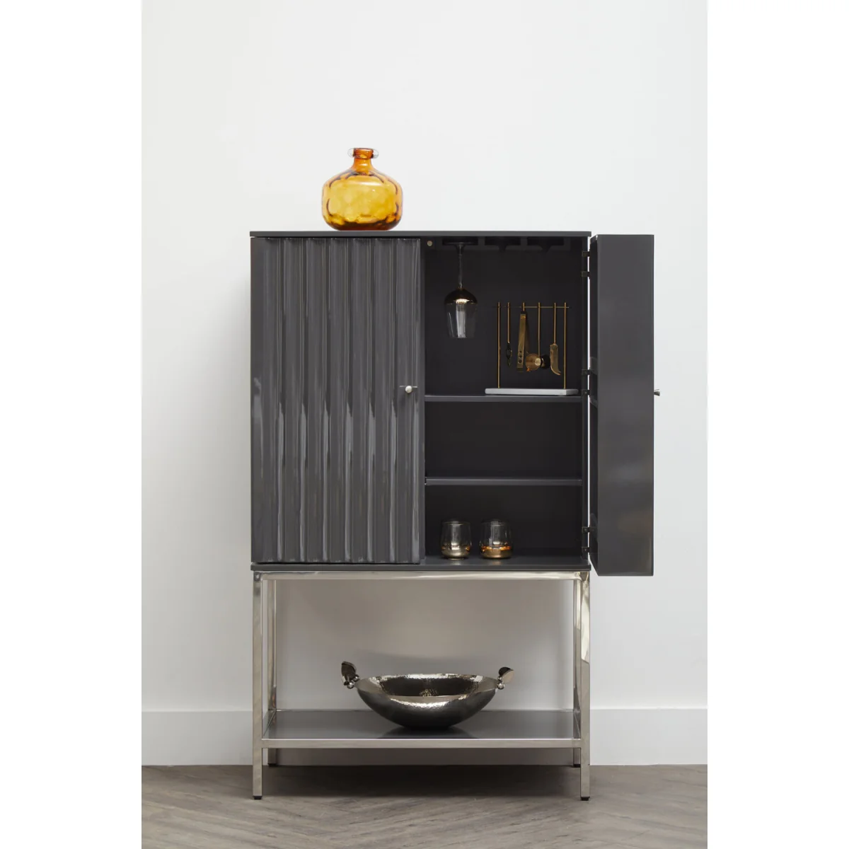 Genoa Grey Gloss Finish Cabinet - Grey – image 2