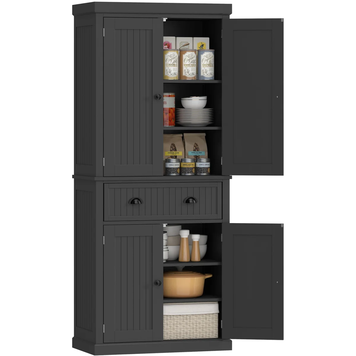 HOMCOM Freestanding Kitchen Storage Cabinet Drawer - Black – image 2