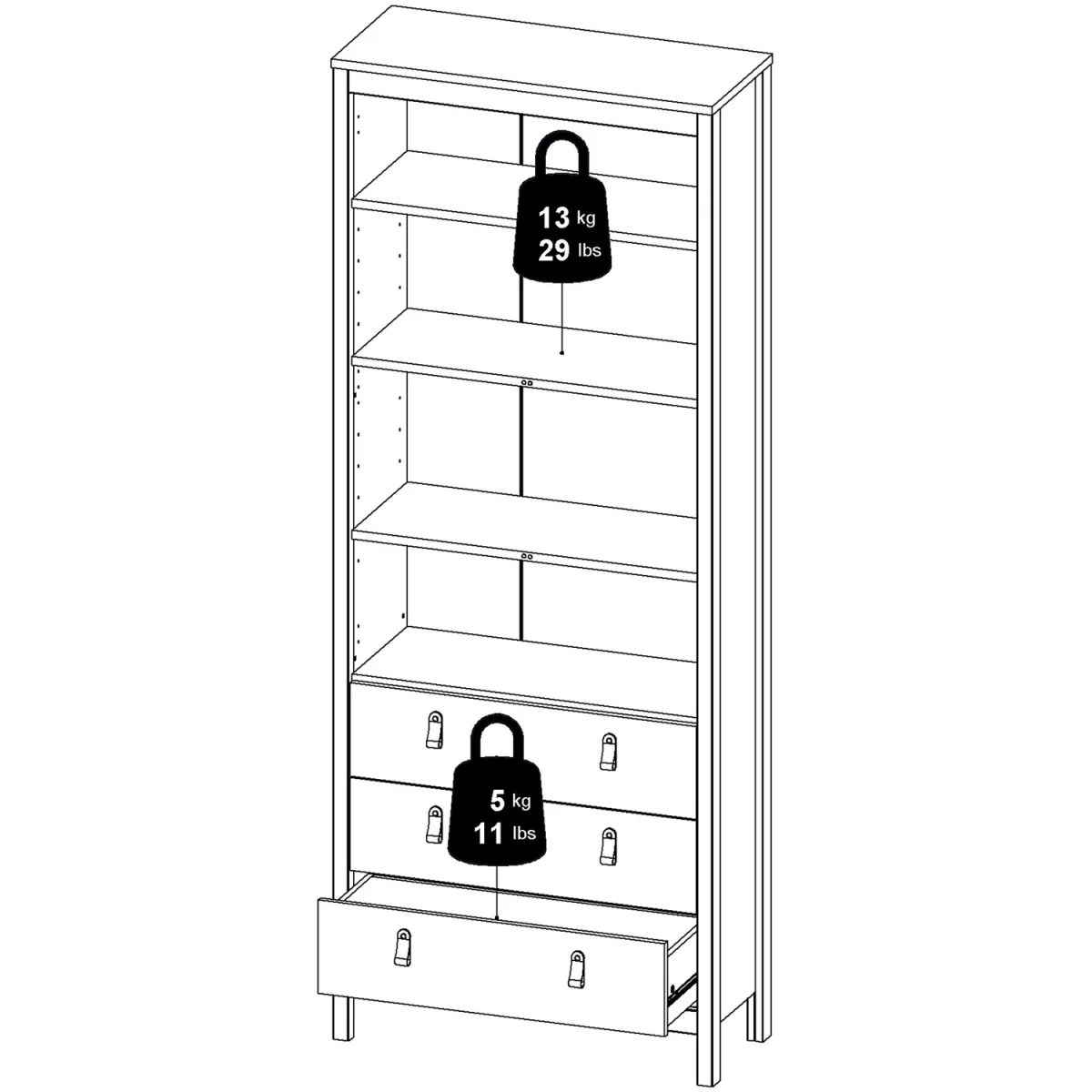Madrid China Cabinet 2 Glass Doors with 3 Drawers in Matt Black - Matt Black – image 11