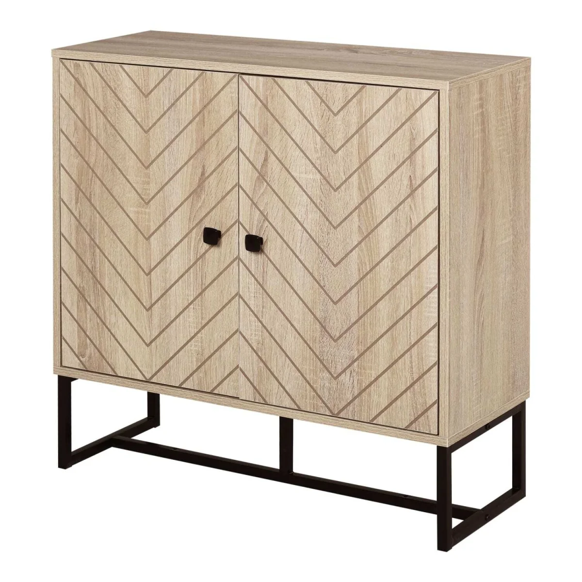 Mizi Liri Natural Oak 2-Door Storage Cabinet with Chevron Pattern – image 2