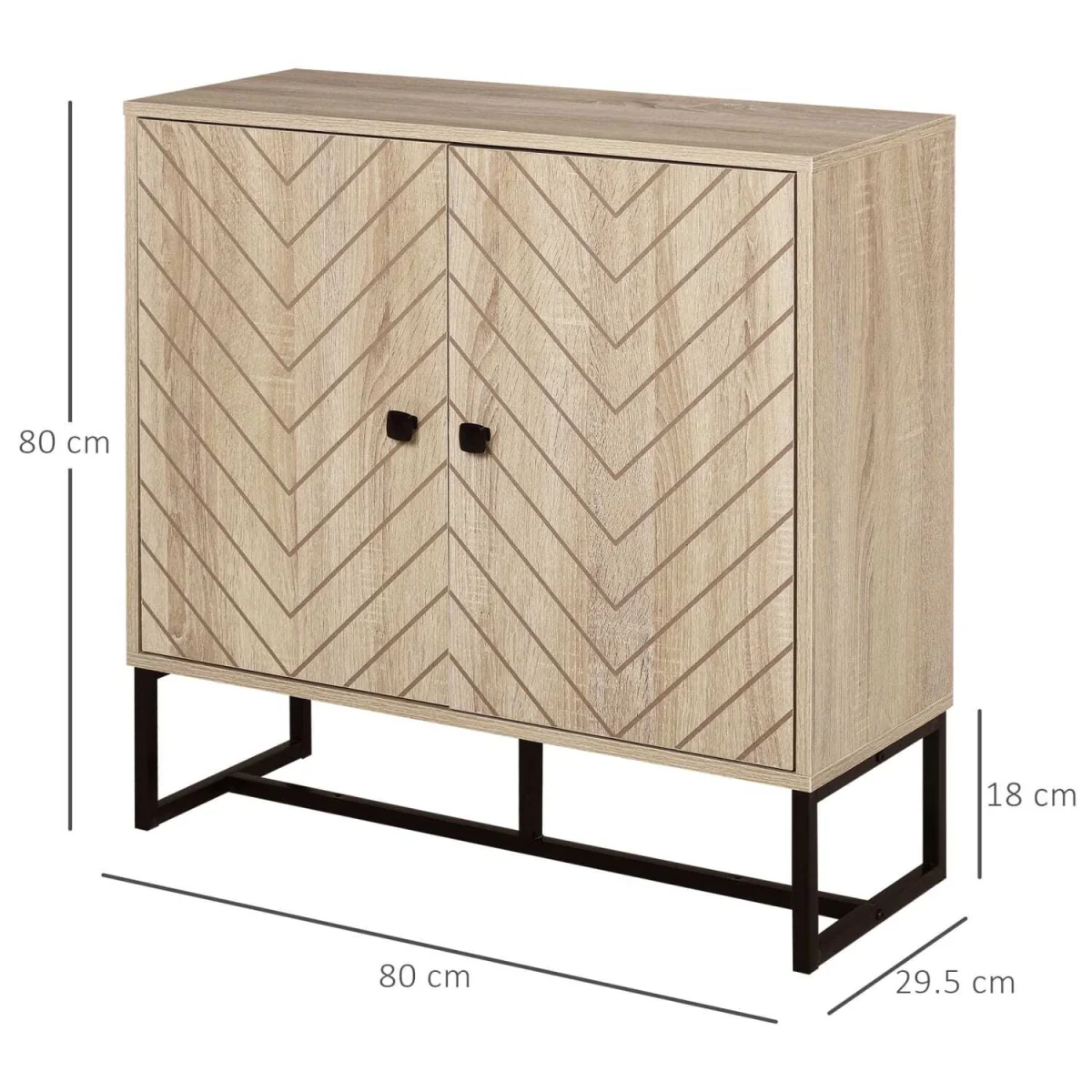 Mizi Liri Natural Oak 2-Door Storage Cabinet with Chevron Pattern – image 3